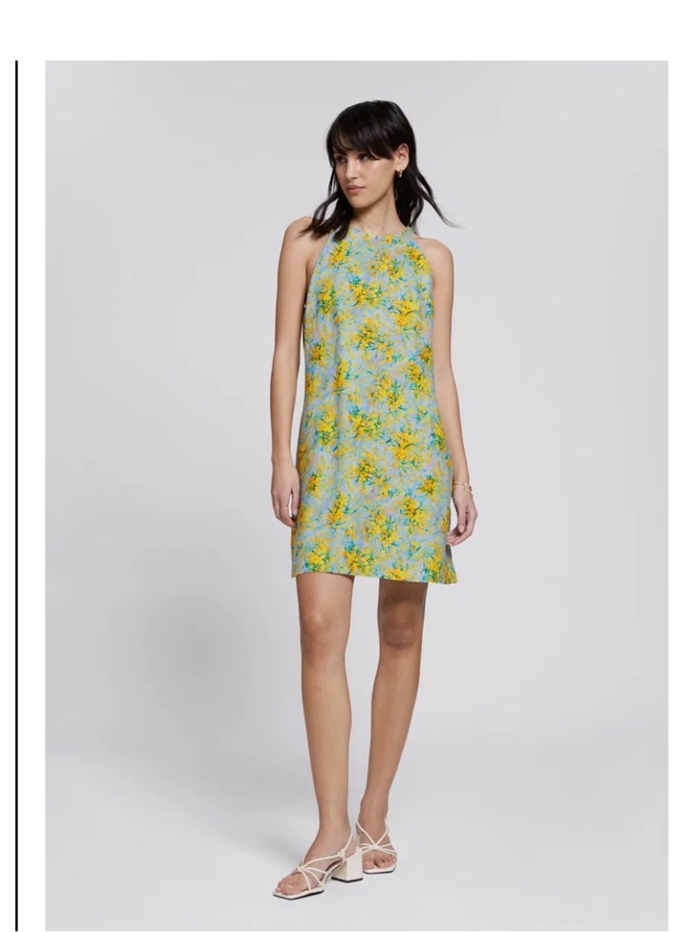 & Other Stories Yellow and Blue Floral Halter Mini Dress